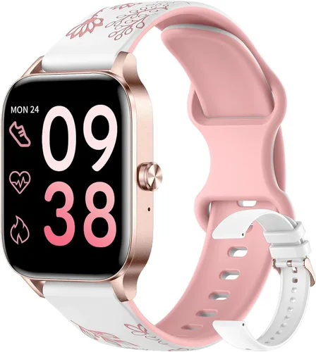 Reloj inteligente para mujer (respuesta/hacer llamadas), pantalla HD de 1.83 pulgadas, frecuencia cardíaca 24/7/Spo2/Sleep/Monitor, podómetro,
