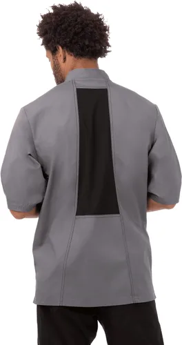Miniatura 2 de Chef Works Men's Valais V-Series Chef Coat, Dark Gray wBlack Contrast