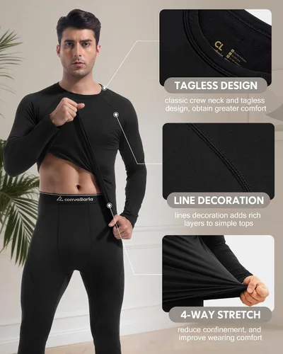Miniatura 2 de Paquete de 4 o 2 camisetas térmicas para hombre, manga larga, forro polar, capa base, ropa interior de compresión, equipo deportivo deportivo