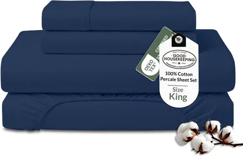 Miniatura 36 de ROYALE LINENS Juego de sábanas 100% algodón orgánico tamaño individual XL, tejido percal, juego de 3 piezas, 1 encimera, 1 sábana bajera de bolsillo