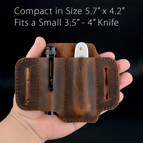 Miniatura 5 de Funda de cuero para cuchillo de cinturón EDC, bolsa organizadora de herramientas pequeñas, se ajusta a la mayoría de cuchillos Victorinox de 3.5