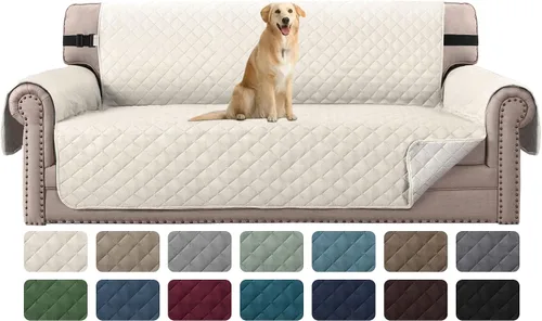 Miniatura 78 de H.VERSAILTEX Funda de sofá resistente al agua para sofá de 3 cojines, reversible, protector de muebles acolchado con correa elástica, funda de sofá