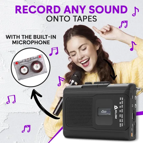 Miniatura 4 de KLIM K8 Reproductor de Casetes Portátil + Grabadora de Casetes + Nuevo + Reproductor de Casetes Walkman AM/FM + Micrófono y Altavoz Integrados +