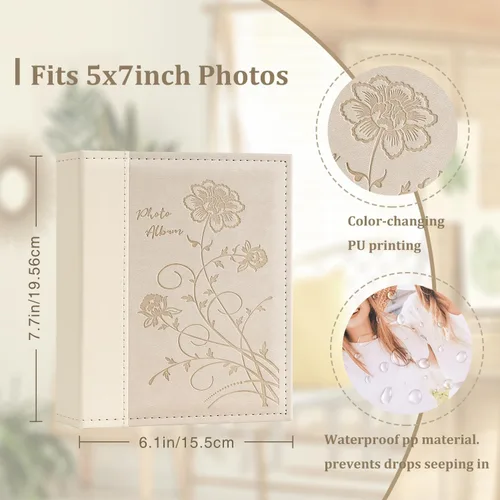 Miniatura 2 de Artmag Álbum de fotos de 5 x 7 pulgadas, con bolsillos transparentes para páginas transparentes, cubierta de piel, libro deslizante para álbum