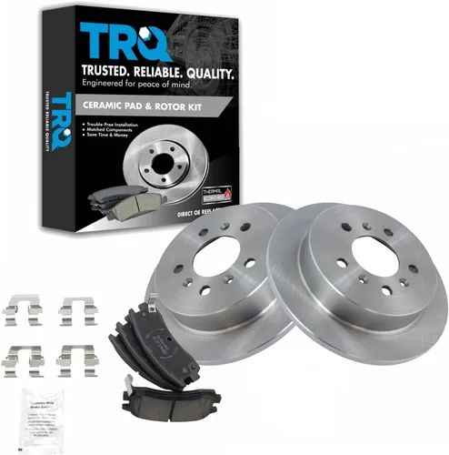 Miniatura 76 de TRQ Kit de rotor de freno trasero y pastillas de cerámica Posi premium compatible con camioneta Chevy GMC