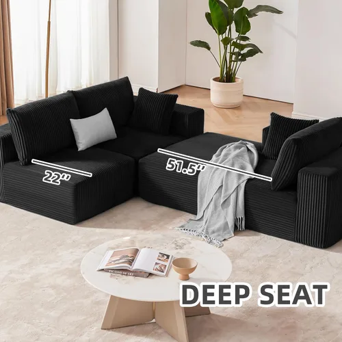 Miniatura 6 de Sofá modular de 108 pulgadas, sofá modular de nube con asiento profundo, moderno sofá modular en forma de L con diván, sofás tapizados sin hueso