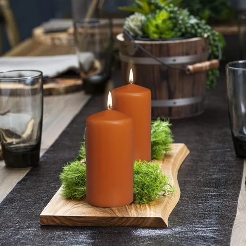 Miniatura 7 de BOLSIUS 4 velas de pilar naranja, 3 x 6 pulgadas, envueltas individualmente, calidad europea premium, 65 horas de combustión, llama suave sin goteo