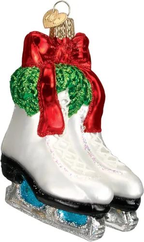 Miniatura 8 de Old World Christmas - Adorno de disco de hockey de vidrio soplado para árbol de Navidad, decoración festiva artesanal, colección deportiva