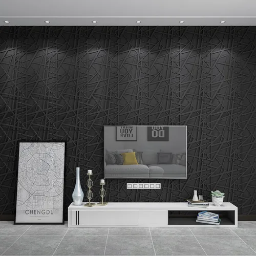 Miniatura 2 de Art3d 19.7 x 19.7 pulgadas (paquete de 12) rayas para panel de pared, color negro Negro (Stripes Black)
