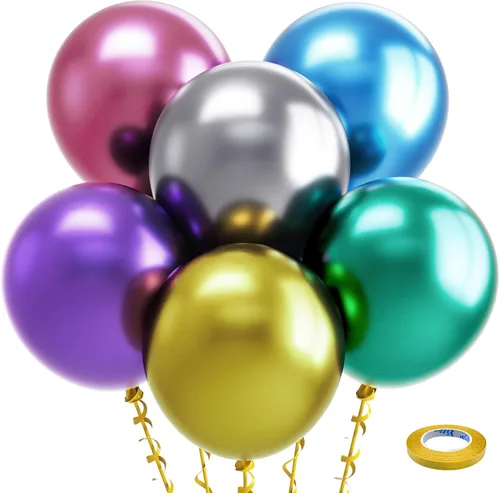 Miniatura 60 de Bezente - Globos de 12 pulgadas de látex con confeti para bodas, graduaciones, despedidas de soltera y cumpleaños, aptos para helio, dorado, 60