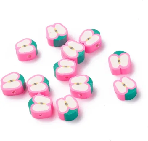 Miniatura 7 de Cuentas de arcilla polimérica hechas a mano con forma de fruta mixta, cuentas sueltas de color mixto, cuentas espaciadoras para hacer joyas