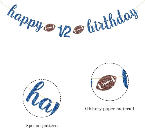 Miniatura 3 de Cartel de feliz cumpleaños de 1/2, decoraciones de cumpleaños con temática de fútbol americano, 6 meses, suministros para fiestas de cumpleaños