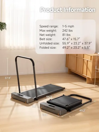Miniatura 8 de WalkingPad Foldable Walking Pad with Handle Bar, Treadmill for Home Office, Under Desk Treadmill with Adaptive Speed Control, Compact Design for