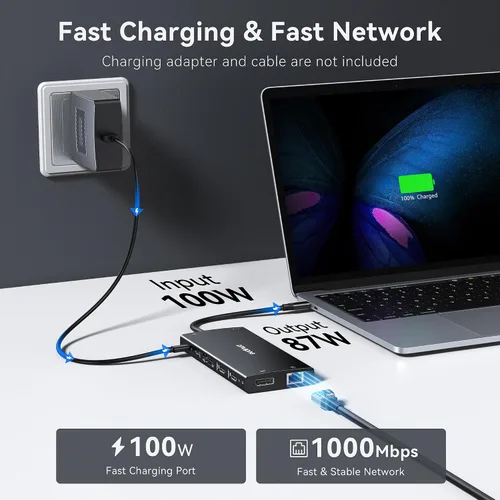 Miniatura 6 de Hub USB C Estación de acoplamiento USB C Monitor dual 4K@60Hz+DP 8K@30Hz para Dell HP, Estación de acoplamiento para portátil 3 monitores 15 en 1