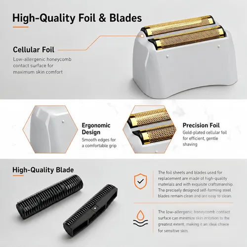 Miniatura 4 de Paquete de 3 láminas de repuesto para afeitadora Pro y cortadoras compatibles con andis No.17150/17155/17200 ProFoil de repuesto de litio dorado