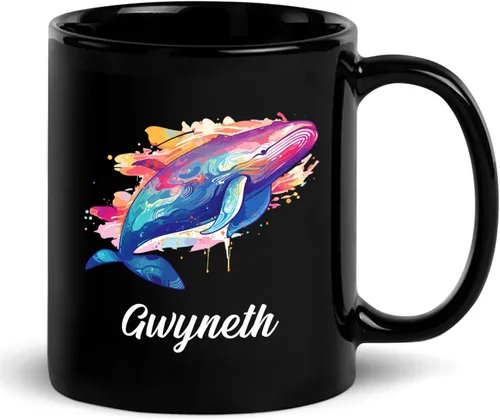 Miniatura 11 de Taza de café personalizada con nombre, taza de café personalizada con animales marinos coloridos del océano, 11 onzas, 15 onzas, taza de cerámica