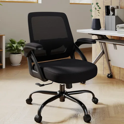 Miniatura 2 de AnyGod Ergonomic Office Chair with Lumbar Support, Height Adjustable Executive Chair in Faux Leather, Desk Chair with Folding Armrests, Load