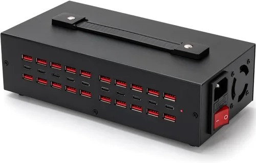 Miniatura 9 de Estación de carga USB-C de 200W, bloque de cargador USB de 20 puertos (10 USB A y 10 USB-C), estación de carga rápida para múltiples dispositivos