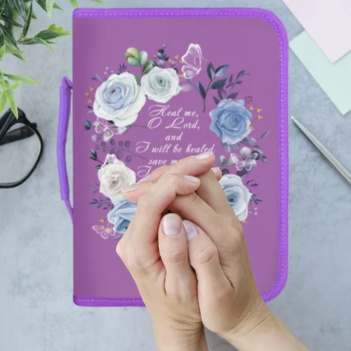 Miniatura 40 de DEHITE Funda para la Biblia para mujer, bolsas de transporte de la Biblia, tamaños medianos y grandes, ranuras para bolígrafos, tela de primera