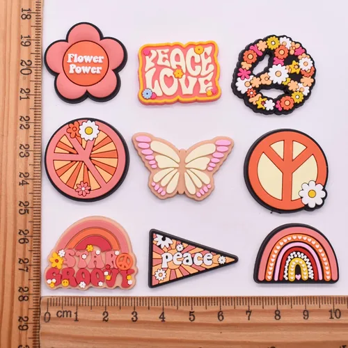 Miniatura 3 de 15 dijes de zapatos hippie, dijes estéticos bohemios para zapatos, decoraciones retro hippy para zapatos de cumpleaños, decoraciones lindas, regalo