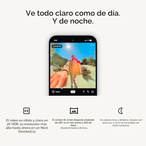 Miniatura 6 de Timbre de video Nest de Google (con cable, 3.ª generación) - Video 2K y Gemini, Vista en vivo, Visión nocturna, Audio de 2 vías - Funciona con Nieve