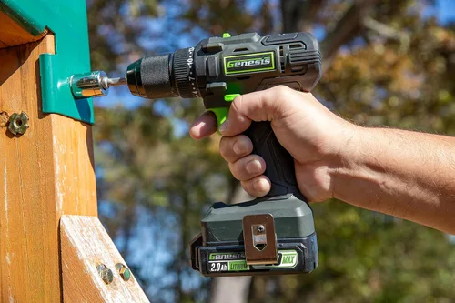 Miniatura 5 de Genesis 20V 1/2" Taladro inalámbrico con batería y cargador, portabrocas metálico con trinquete, 450 pulgadas-libras, batería y cargador de 2.0Ah