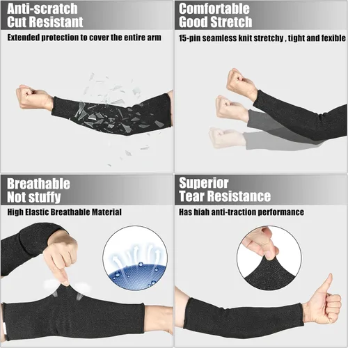 Miniatura 3 de Chuarry 3 pares de protectores de brazo resistentes a cortes para piel fina y moretones Nivel 5 mangas protectoras de brazo para hombres y mujeres