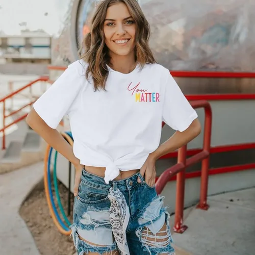 Miniatura 3 de Camiseta con texto en inglés You Matter for Women To The Person Behind Me You are Amazing para la salud mental, camisetas casuales positivas