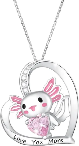 M&Ostyle Lindo collar de ajolote para niñas y niños, collares con colgante de cristal, regalos de joyería para niñas, hija, niños, hijo, nieta,