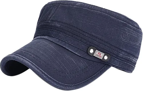 Gorra militar unisex, estilo cadete, ajustable, de algodón lavado, con parte superior plana, gorra de béisbol