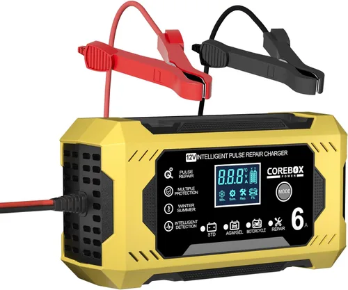 Miniatura 9 de Corebox Cargador de Batería 6-Amperios 12V Cargador Inteligente Automático de Goteo, Mantenedor de Batería Desulfator con Compensación