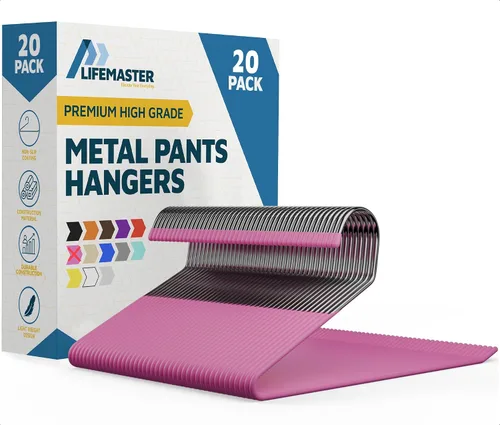 Miniatura 14 de Lifemaster Juego de perchas de metal para pantalones - 50 piezas Elegante juego de perchas para guardarropa con ahorro de espacio y antideslizantes