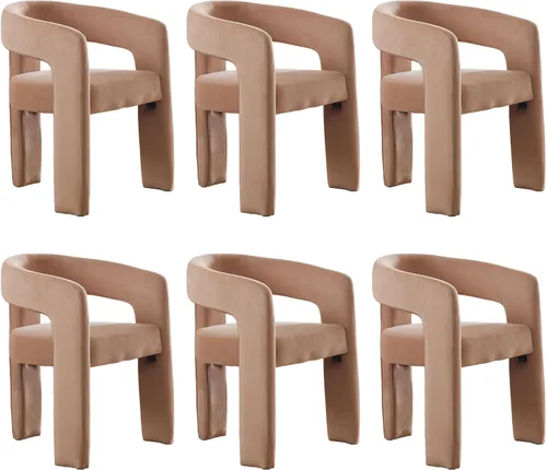 Miniatura 38 de Modern Barrel - Silla de comedor tapizada con brazos, cómoda silla auxiliar de terciopelo para sala de estar, oficina en casa, recepción