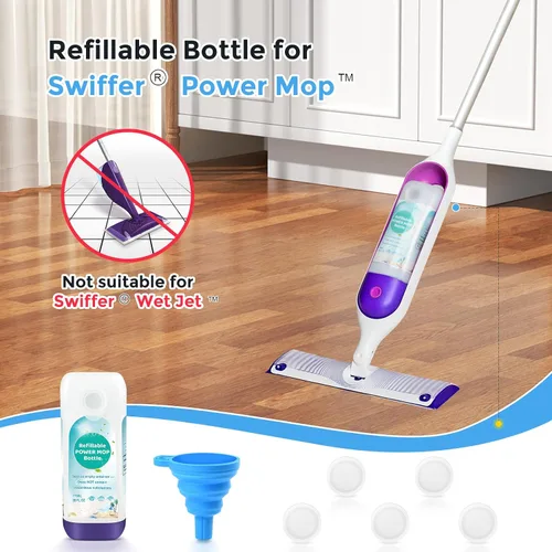 Miniatura 2 de Power Mop™ Botella recargable para mopa multisuperficie Swiffer® PowerMop™, 26.2 fl oz/26 onzas líquidas a prueba de fugas HDPE Solución de botella