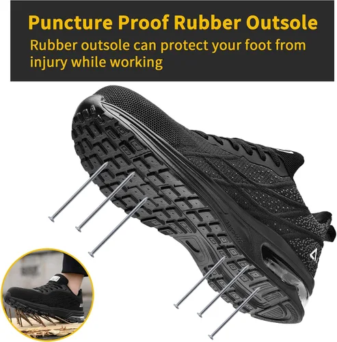 Miniatura 5 de Zapatos de punta de acero para hombre, zapatos de trabajo de seguridad antideslizantes ligeros y cómodos para hombre, calzado a prueba de pinchazos