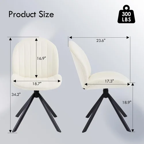 Miniatura 2 de Silla de oficina giratoria de terciopelo sin ruedas, pequeña y cómoda silla de escritorio sin brazos de mediados de siglo, bonita silla giratoria