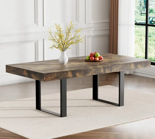 Miniatura 23 de SSLine Mesa de comedor rectangular extensible de 35 a 118 pulgadas, mesa de reuniones de conferencias súper larga para 6, 8, 12 personas, mesas