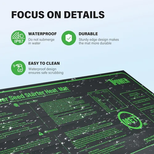 Miniatura 2 de iPower Alfombrilla térmica duradera e impermeable para plántulas, almohadilla hidropónica cálida para un inicio eficiente de semillas, uso