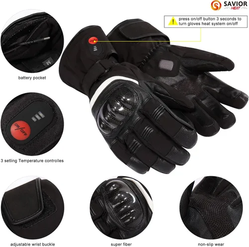 Miniatura 3 de SAVIOR HEAT Guantes térmicos para hombres y mujeres, guantes eléctricos recargables, guantes de esquí con calefacción y guantes de snowboard