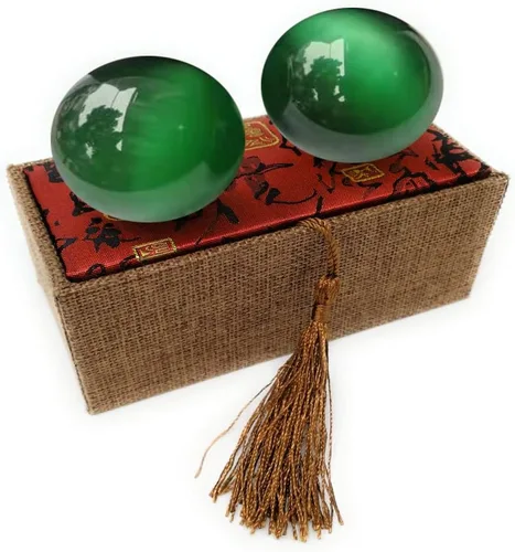 Miniatura 10 de Bolas Baoding de cristal artificial de ojo de tigre azul claro de 1.57 pulgadas, bolas de salud chinas de cuarzo curativo para terapia de manos