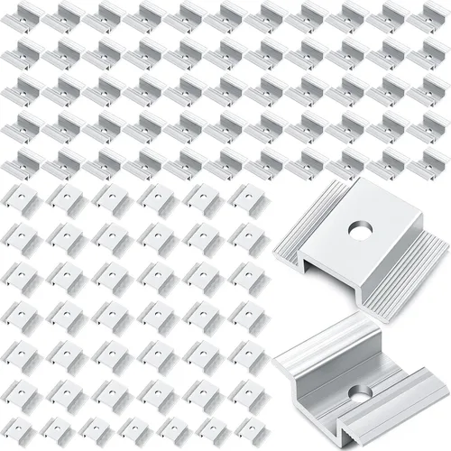 Miniatura 8 de Paquete de 12 abrazaderas centrales para panel solar de 1.06 pulgadas, accesorios de montaje de aluminio, abrazadera media solar de aluminio
