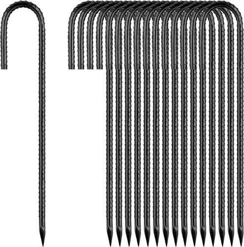 Miniatura 18 de Estacas de Varilla de Refuerzo de 12 Pulgadas Galvanizadas, Estacas para Trampolín con Gancho en U Paquete de 6 Anclajes de Suelo Estacas