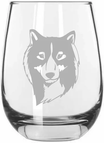 Miniatura 529 de Sakhalin Husky Dog - Copa de vino grabada personalizada de 15.25 onzas sin tallo