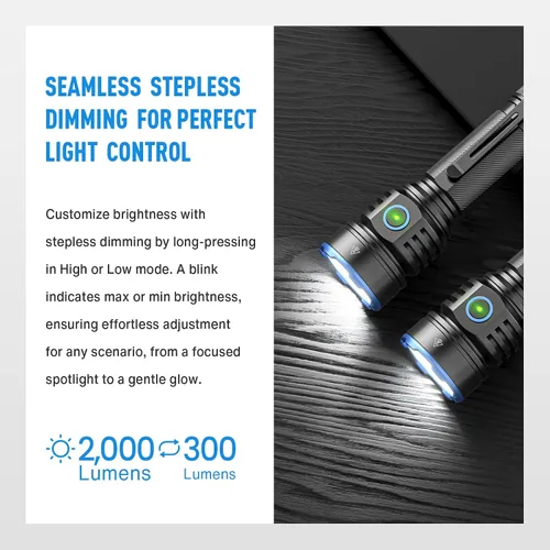 Miniatura 5 de RECHOO Linterna recargable, 1 paquete, linternas recargables superbrillantes de alto lúmenes, 3 modos de iluminación ajustables con 7 linterna LED