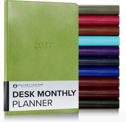 Miniatura 51 de Gallery Leather Agenda Mensual Grande 2025-2026, Elegantemente Encuadernada Planificador de Calendario y Cuaderno con Elegantes Bordes Dorados, 18
