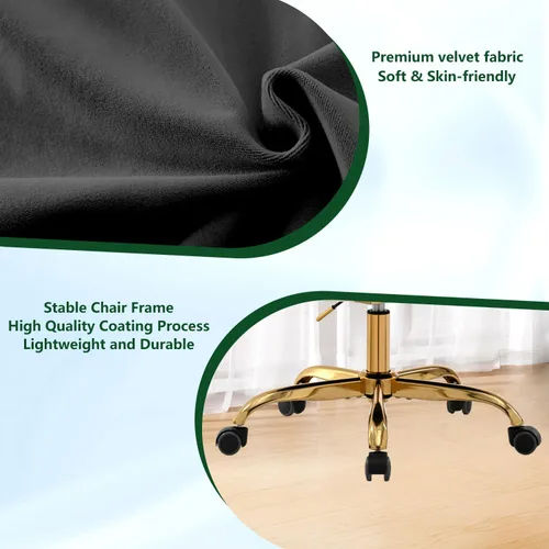 Miniatura 4 de Bonita silla de tocador con detalles de concha: silla giratoria ajustable y cómoda tapizada para oficina en casa, silla de maquillaje con brazos Oro