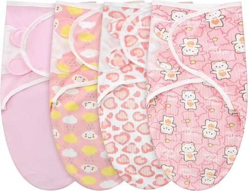 Miniatura 8 de Newwiee 4 piezas de envoltura para envolver al bebé prematuro ajustable, manta de algodón para envolver al bebé prematuro para recién nacidos, niños