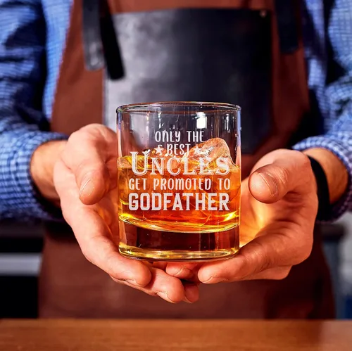 Miniatura 5 de Only The Best Uncles Get Promoted To Godfather - Vaso de whisky de 11 onzas – Regalo especial para padrino para comunión, bautismo, ¿serás mi padrino