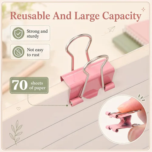 Miniatura 3 de Yexiya 300 Pcs Small Binder Clips Sturdy 0.75 Inch Pink Paper Med Clips Office Supplies Paper Clamps for Office Teachers Students School Business