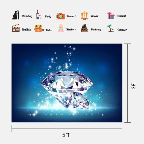 Miniatura 2 de Telón de fondo de diamantes brillantes para decoración de boda, gemas de diamantes de cristal grandes (sin brillantina), telón de fondo de fotos